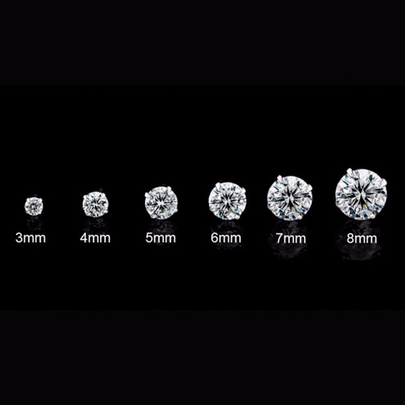 925 Sterling Silver Round Cut CZ Stud Earrings 3mm - Picture 4 of 4
